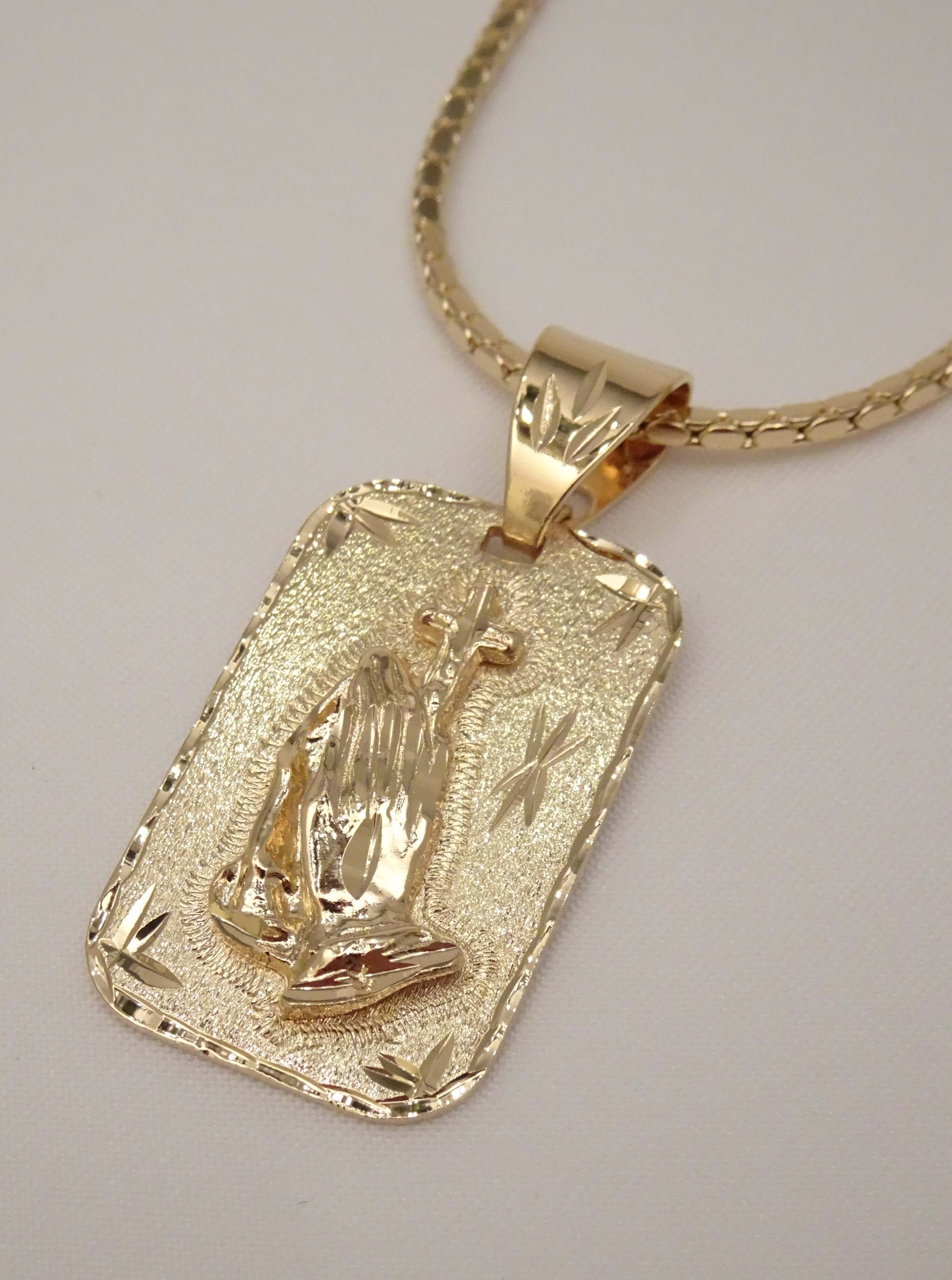 Praying hands necklace 14k gold hotsell
