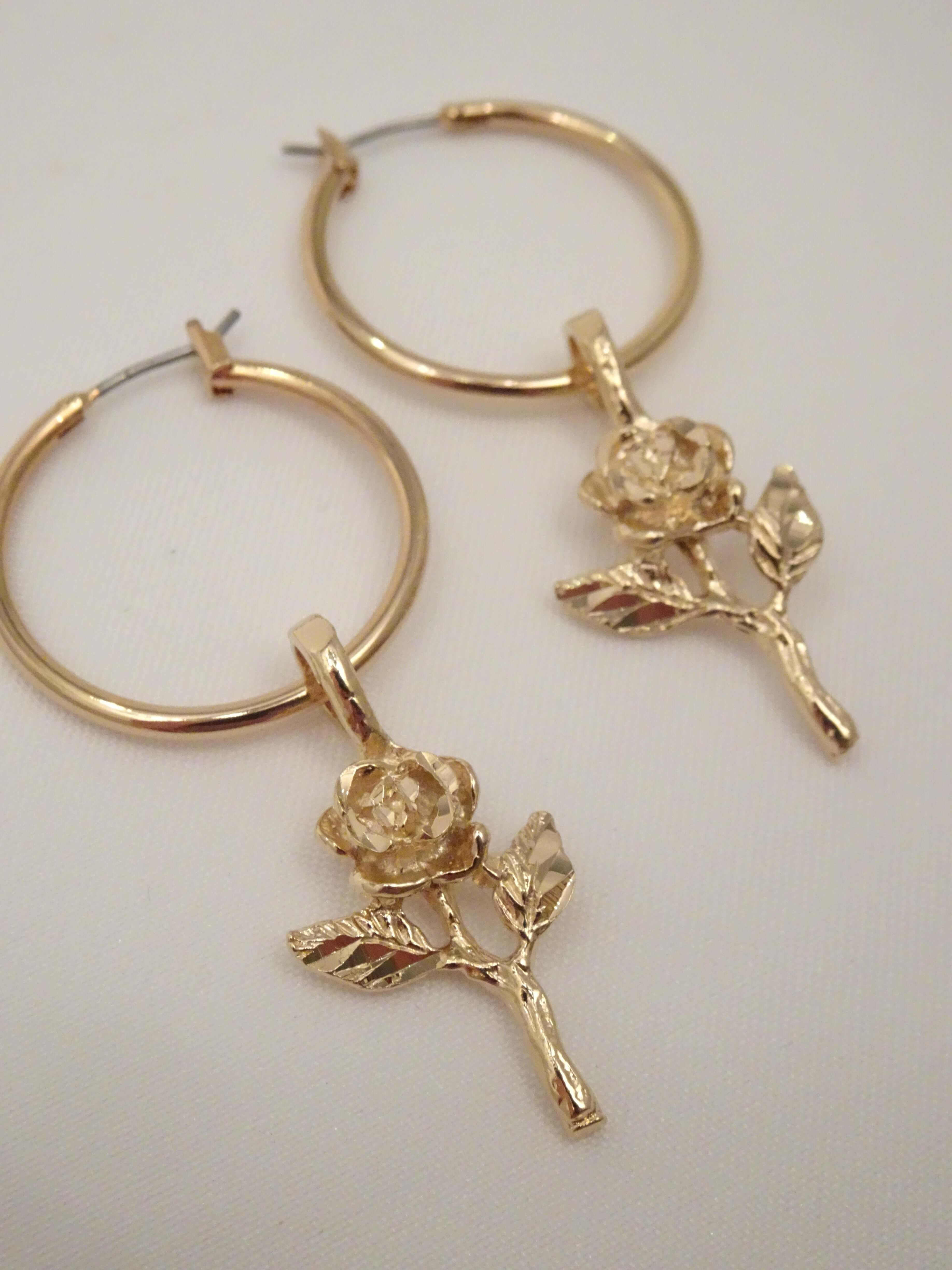Rose hoop earrings outlet