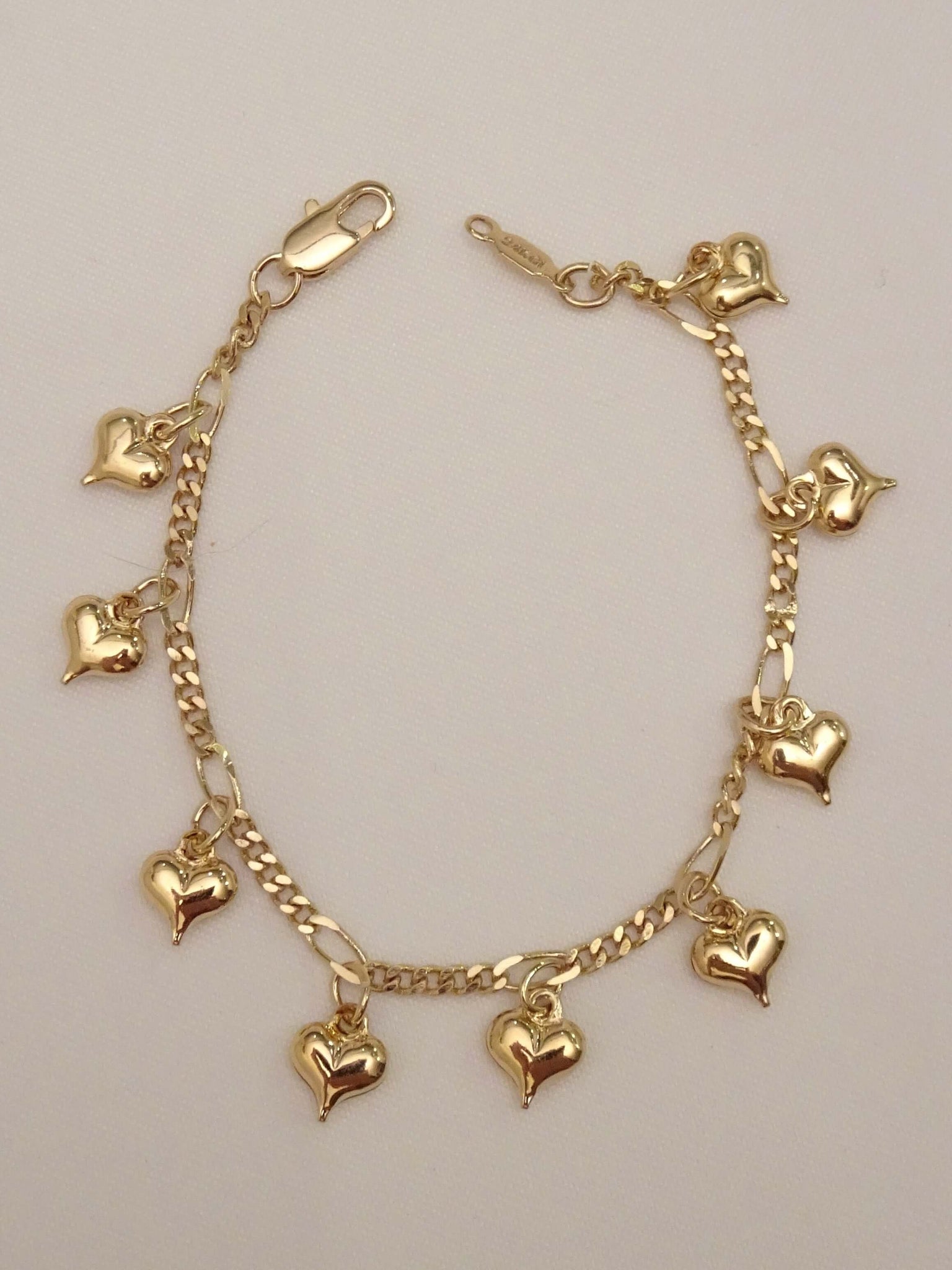 Solid 10K Yellow Gold Wide Heart Gucci Link Bracelet 8.25 | eBay