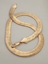 Load image into Gallery viewer, Serpent Necklace, Child of wild serpent necklace, child of wild chain necklace, child of wild herringbone chain necklace, Vanessa mooney the ghostface necklace, thick chain necklace men, flat chain necklace gold

