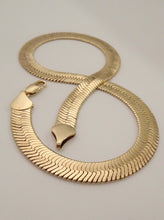 Load image into Gallery viewer, Serpent Necklace, Child of wild serpent necklace, child of wild chain necklace, child of wild herringbone chain necklace, Vanessa mooney the ghostface necklace, thick chain necklace men, flat chain necklace gold
