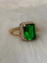 Load image into Gallery viewer, Vanessa Mooney emerald ring, Vanessa mooney AMOY RING, Vanessa mooney GARLAND EMERALD RING, emerald ring, emerald ring gold, emerald ring simple, emerald ring designs unique, emerald gold ring simple Emerald CZ ring, cocktail ring
