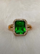 Load image into Gallery viewer, Vanessa Mooney emerald ring, Vanessa mooney AMOY RING, Vanessa mooney GARLAND EMERALD RING, emerald ring, emerald ring gold, emerald ring simple, emerald ring designs unique, emerald gold ring simple Emerald CZ ring, cocktail ring
