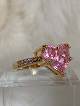 Load image into Gallery viewer, Vanessa Mooney lavish pink heart ring, Vanessa mooney the romance ring, heart ring, heart ring aesthetic, heart ring gold, heart ring gold jewelry, heart shaped gold ring, heart shaped gold ring gold heart ring, gold heart ring with diamond
