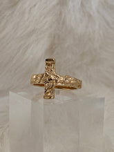 Load image into Gallery viewer, Cross ring, cross rings for women, cross ring for men, cross rings for women gold, cross rings for women simple, cross ring gold, cross ring men, sideways cross ring, crucifix ring, religious rings, Vanessa Mooney gold THE CROSS RING
