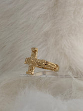 Load image into Gallery viewer, Cross ring, cross rings for women, cross ring for men, cross rings for women gold, cross rings for women simple, cross ring gold, cross ring men, sideways cross ring, crucifix ring, religious rings, Vanessa Mooney gold THE CROSS RING

