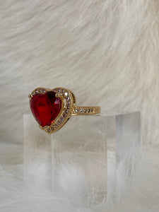 Vanessa Mooney the cherry heart ring gold, Vanessa mooney ruby, ruby ring, ruby ring gold, ruby ring simple, ruby rings women, ruby ring gold unique, ruby heart ring, gold ruby heart ring, ruby CZ heart ring, red ruby heart shaped ring, red heart ring