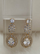 Load image into Gallery viewer, diamond earrings, diamond earrings long, crystal earrings, wedding earrings, wedding earrings bride, wedding earrings drop, wedding earrings gold, wedding earrings vintage, wedding jewelry, wedding jewelry for bride, diamond earring statement
