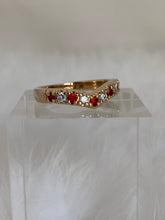 Load image into Gallery viewer, Vanessa Mooney the cherry heart ring gold, Vanessa mooney Roxy ring ruby, ruby ring, ruby ring gold, ruby ring simple, ruby rings women, ruby ring gold unique, ruby heart ring, gold ruby heart ring, ruby CZ heart ring, red ruby heart shaped ring
