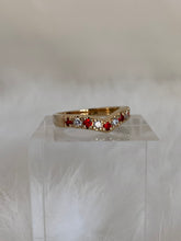 Load image into Gallery viewer, Vanessa Mooney the cherry heart ring gold, Vanessa mooney Roxy ring ruby, ruby ring, ruby ring gold, ruby ring simple, ruby rings women, ruby ring gold unique, ruby heart ring, gold ruby heart ring, ruby CZ heart ring, red ruby heart shaped ring
