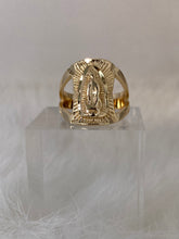 Load image into Gallery viewer, Mary ring gold, virgin mary ring, virgin mary ring gold, virgin mary ring men, virgen de Guadalupe rings, la virgen de Guadalupe rings, men rings gold, gold rings for men, child of wild the mother Mary ring, child of wild Mary ring, child of wild rings
