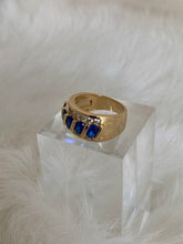 Load image into Gallery viewer, Sapphire ring, sapphire jewelry, sapphire ring for men, sapphire ring simple, sapphire ring band, blue sapphire rings, blue sapphire rings men, Vanessa Mooney gold ring the cocktail ring, Child of Wild Gold Ring Blue Cypress, cocktail ring
