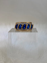 Load image into Gallery viewer, Sapphire ring, sapphire jewelry, sapphire ring for men, sapphire ring simple, sapphire ring band, blue sapphire rings, blue sapphire rings men, Vanessa Mooney gold ring the cocktail ring, Child of Wild Gold Ring Blue Cypress, cocktail ring
