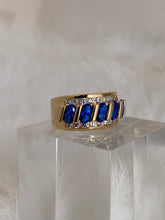 Load image into Gallery viewer, Sapphire ring, sapphire jewelry, sapphire ring for men, sapphire ring simple, sapphire ring band, blue sapphire rings, blue sapphire rings men, Vanessa Mooney gold ring the cocktail ring, Child of Wild Gold Ring Blue Cypress, cocktail ring
