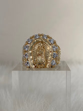 Load image into Gallery viewer, Vanessa Mooney cz Mary ring, virgin Mary ring, Mary ring, virgin Mary gold ring, religious rings, men&#39;s religious rings, mens fashion rings, unique rings for women, mens biker rings, unique mens rings, stylish rings for men, mary jewellery
