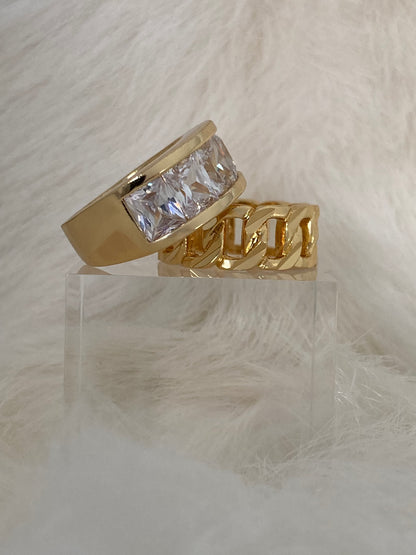 SPARROW unisex chain link ring, bold statement jewelry, trendy fashion ring, minimalist design, stackable ring for men and women, Vanessa Mooney The Chain Link Ring, Child of Wild Jada Link Ring