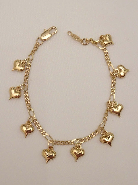 Puffy heart bracelet, heart charm bracelet, cute heart charm bracelet, gift for her bracelet, trendy bracelets, cute bracelets for her, gifts for her, gold bracelets, charm bracelets, bohemian jewelry, birthday gift ideas bracelet, holiday gift bracelet