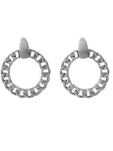 Load image into Gallery viewer, Vanessa mooney chain link earrings, gold chain hoop earrings, silver chain link earrings, flattened chain link hoops, members only monogram small gold flattened chain hoops, Vanessa Mooney members only hoops
