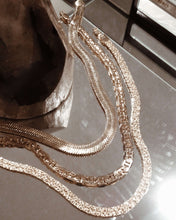 Load image into Gallery viewer, gold nugget chain necklace, Vanessa mooney gold nugget chain necklace, herringbone necklace layering, herringbone necklace gold layered, herringbone necklace layering silver, Vanessa mooney the gold rush chain
