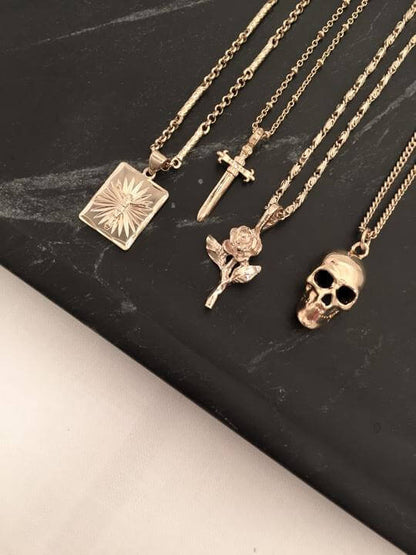 SPARROW small dagger pendant necklace, unisex men's and women's fashion jewelry, edgy minimalist necklace, punk alternative style, men's jewelry, men's necklaces, gold jewelry, trendy jewelry, statement jewelry, rebellious accessory